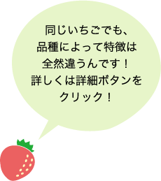 同じいちごでも、品種によって特徴は全然違うんです！詳しくは詳細ボタンをクリック！